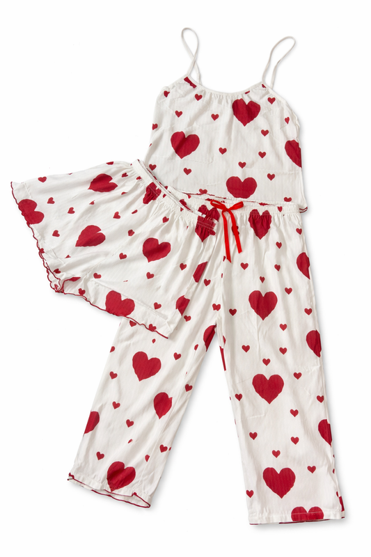 Conjunto de pijama de corazones